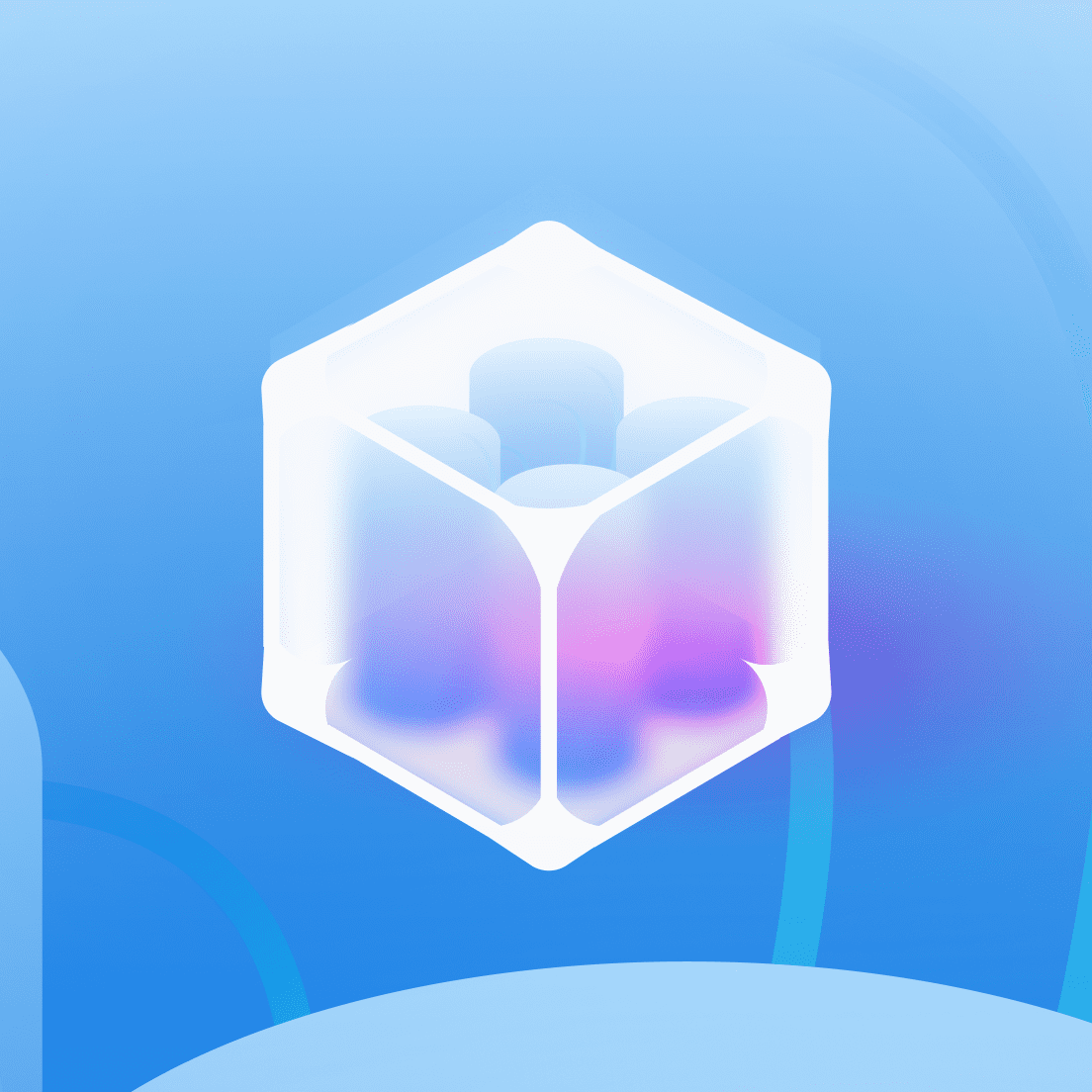 An icon that contains 8 dots arranged in a circle on a purple background.