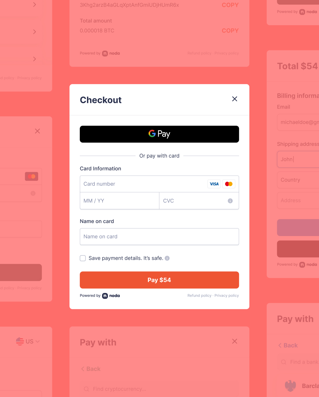 Payment interface, checkout