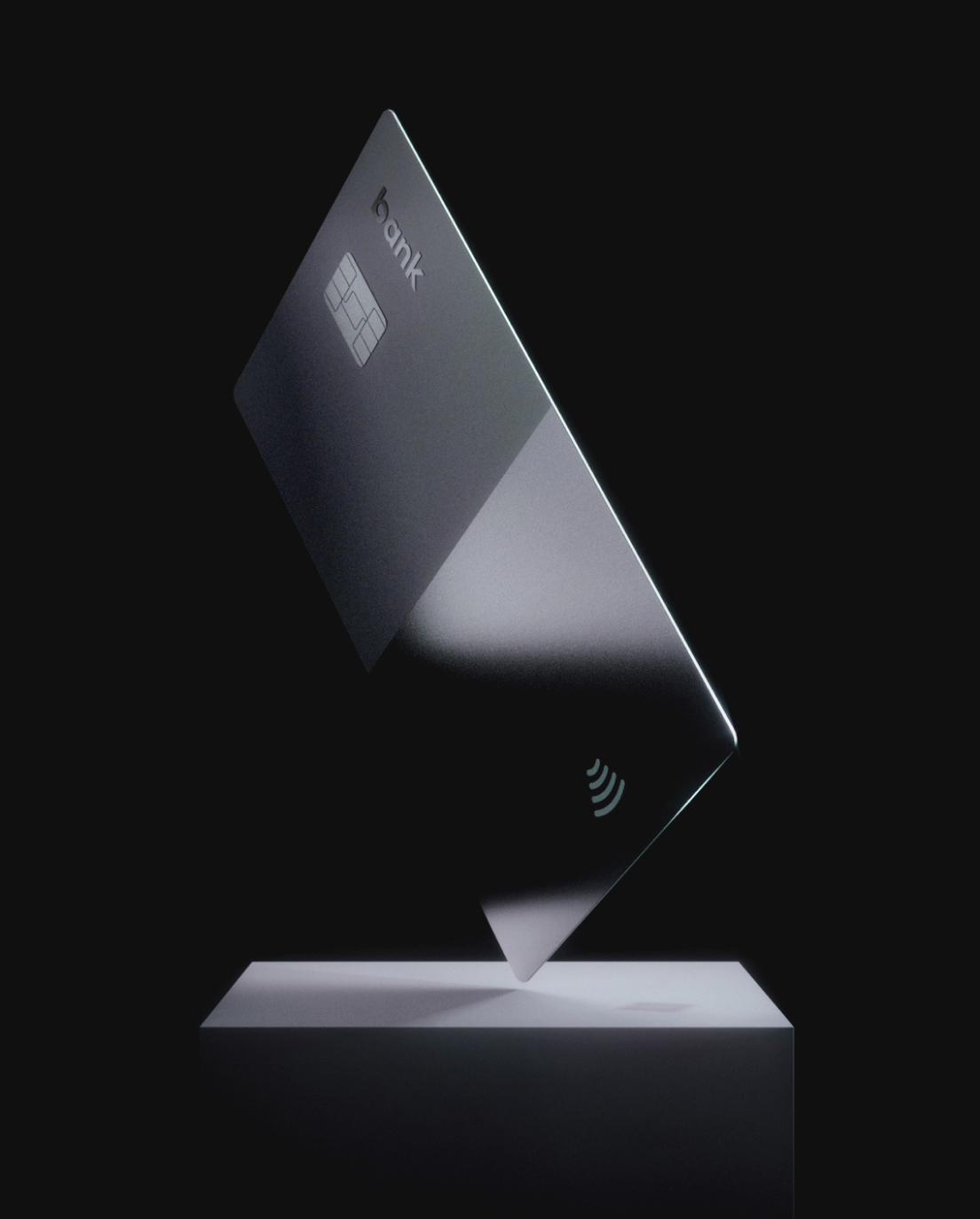 3D bank card flying over the brick